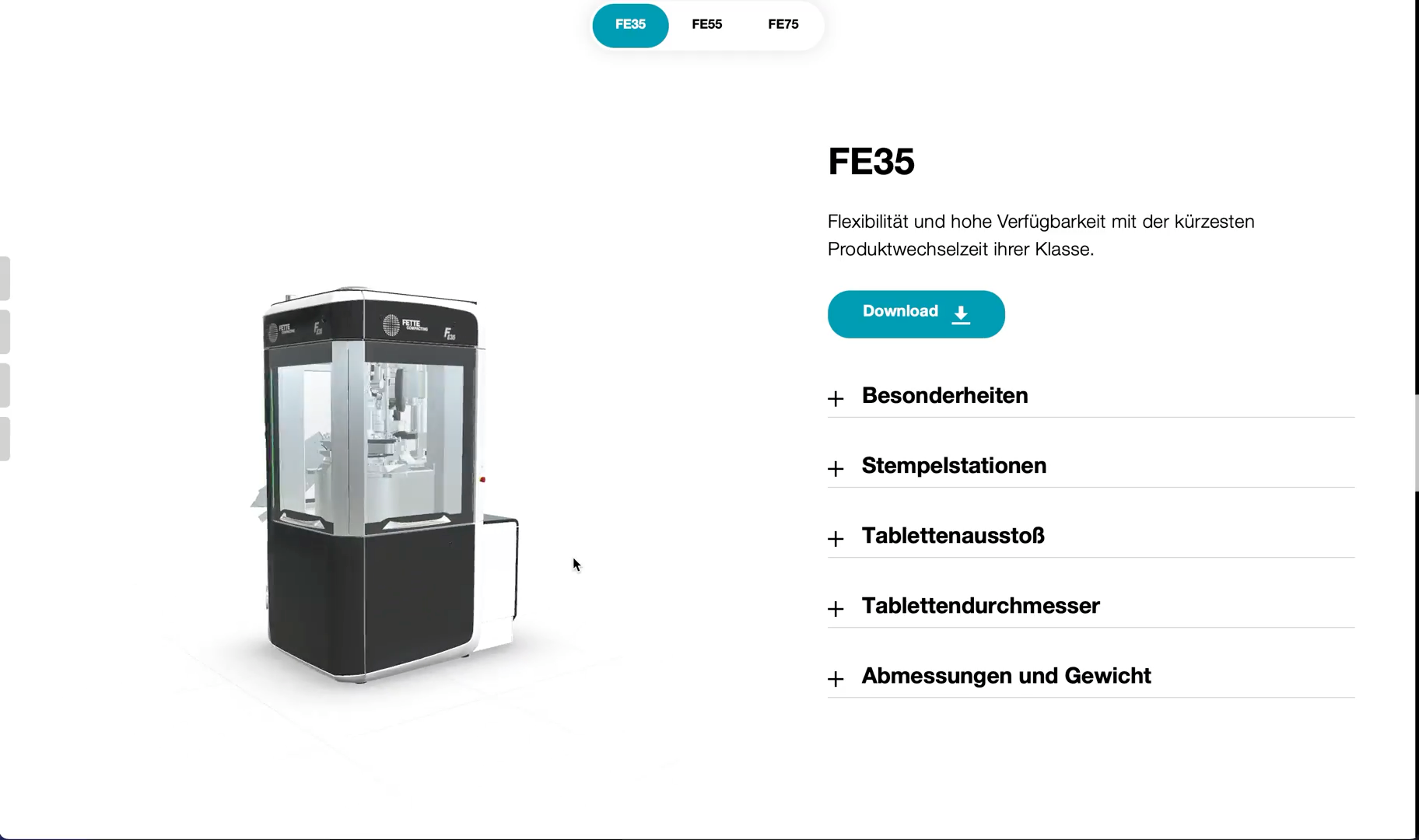 fette-compacting.com Seamless Web 3D Integration